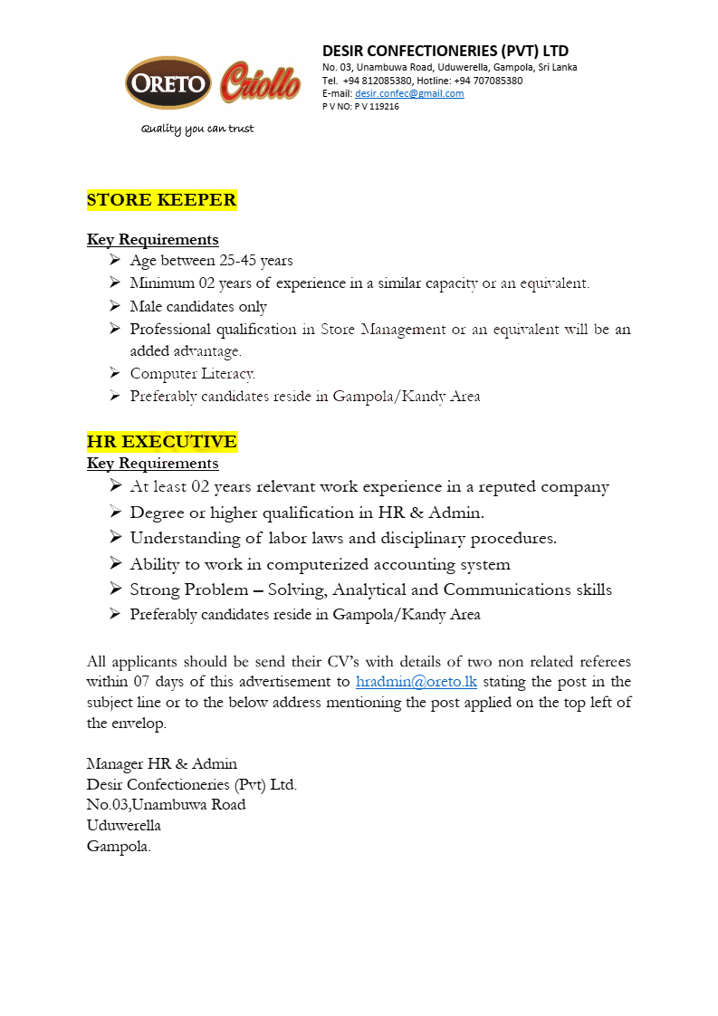 Desir Confectioneries (Pvt) Ltd